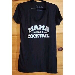 Mama Needs A Cocktail Inked thin T-Shirt Black